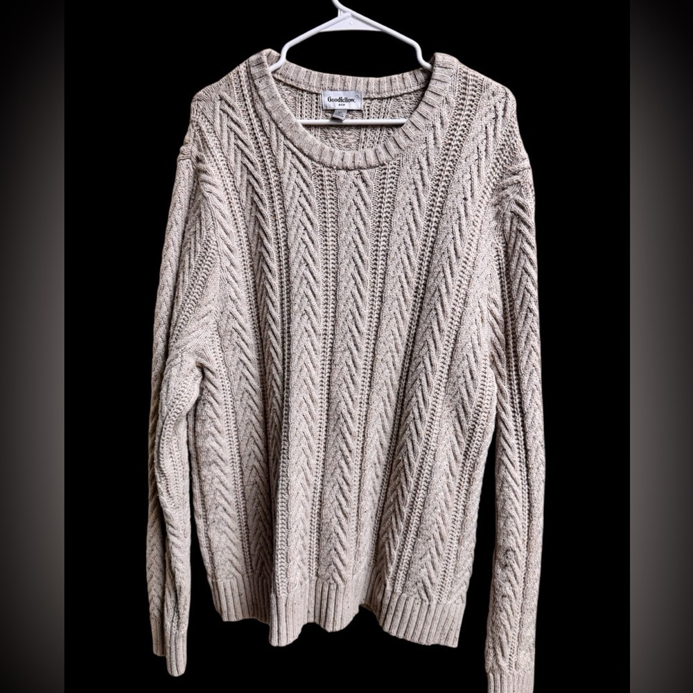 Goodfellow & Co Men’s XL Beige Cable Knit Cotton Blend Sweater Pullover